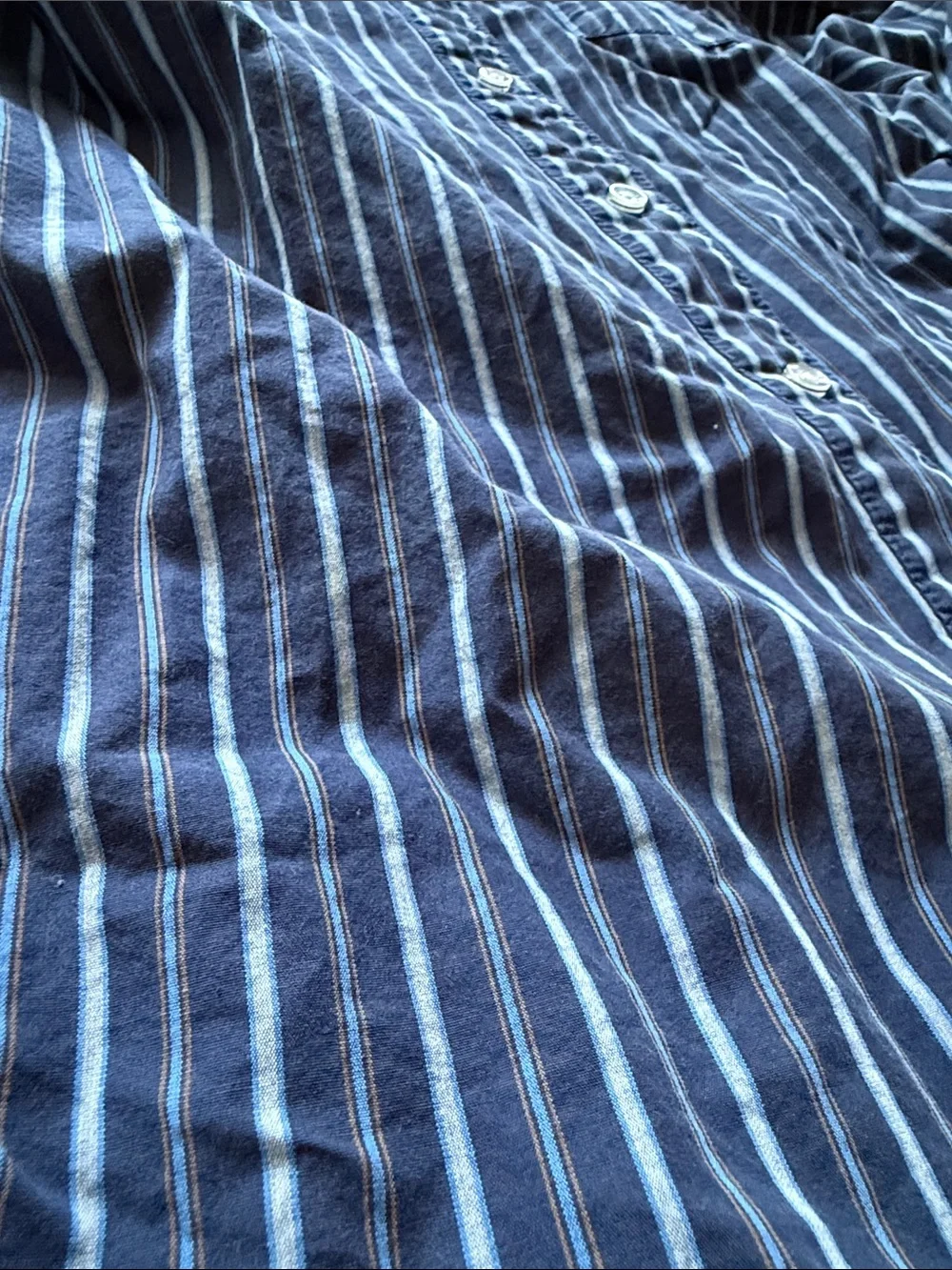 Free People Navy Striped Button-Down Shirt, Oversized, Dolman Sleeve Relaxed Fit